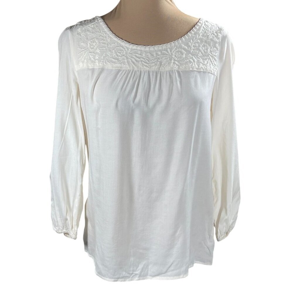 Gap Factory Popover Top Tunic Cream Long Sleeve Size XS Extra Small